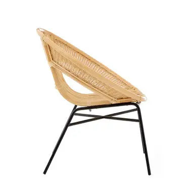 Lagom Natural Rattan Round Chair with Metal Frame