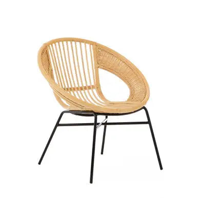 Lagom Natural Rattan Round Chair with Metal Frame