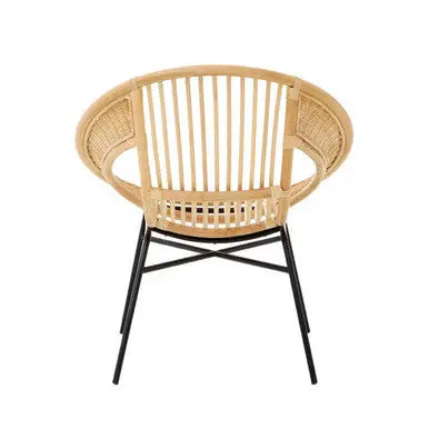 Lagom Natural Rattan Round Chair with Metal Frame