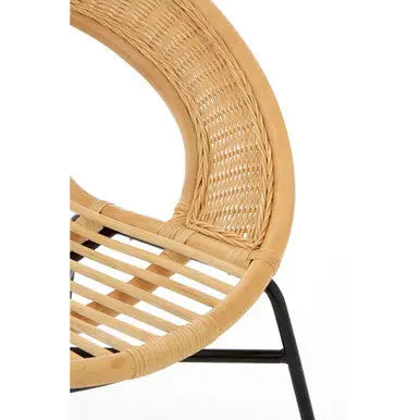 Lagom Natural Rattan Round Chair with Metal Frame