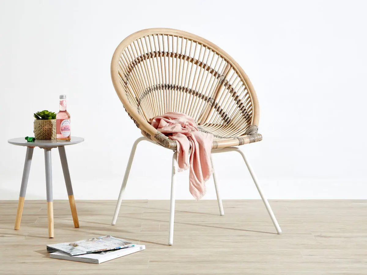Lagom White Washed Natural Rattan Chair