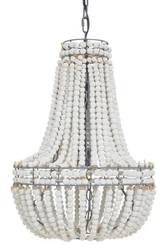 Lapiz Antique White Wooden Beads Chandelier