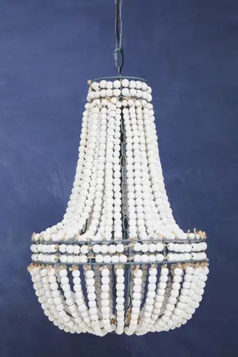 Lapiz Antique White Wooden Beads Chandelier