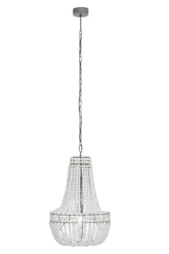 Lapiz Antique White Wooden Beads Chandelier