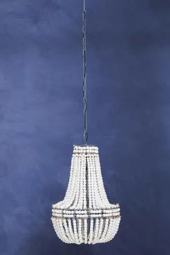 Lapiz Antique White Wooden Beads Chandelier