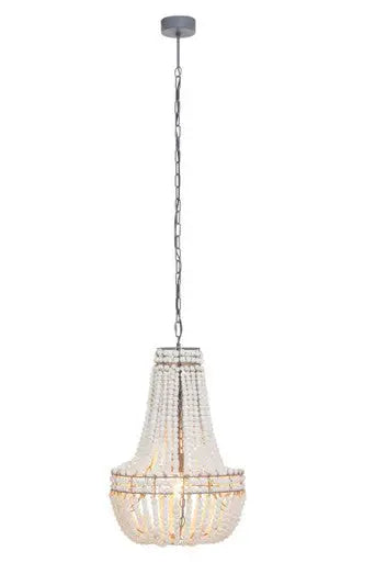 Lapiz Antique White Wooden Beads Chandelier