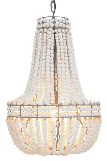 Lapiz Antique White Wooden Beads Chandelier