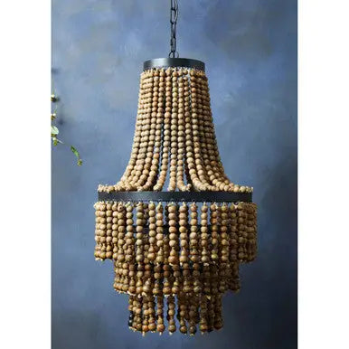 Lapiz Wooden Beads Large Chandelier