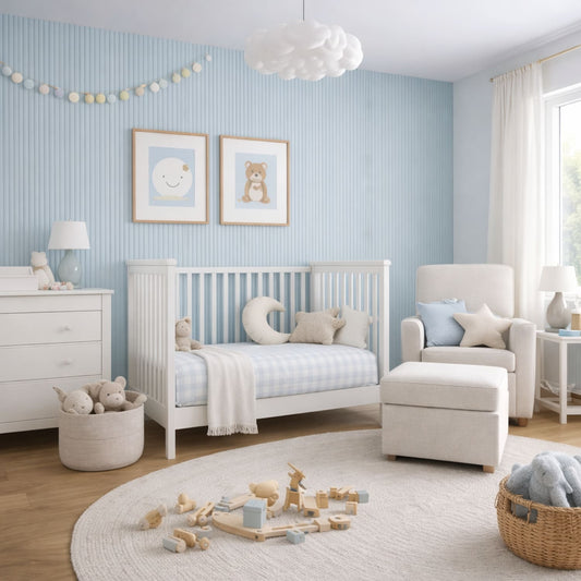 Large Fluted Wall Panels in Baby Blue - 240cm x 60cm - Wall Panel