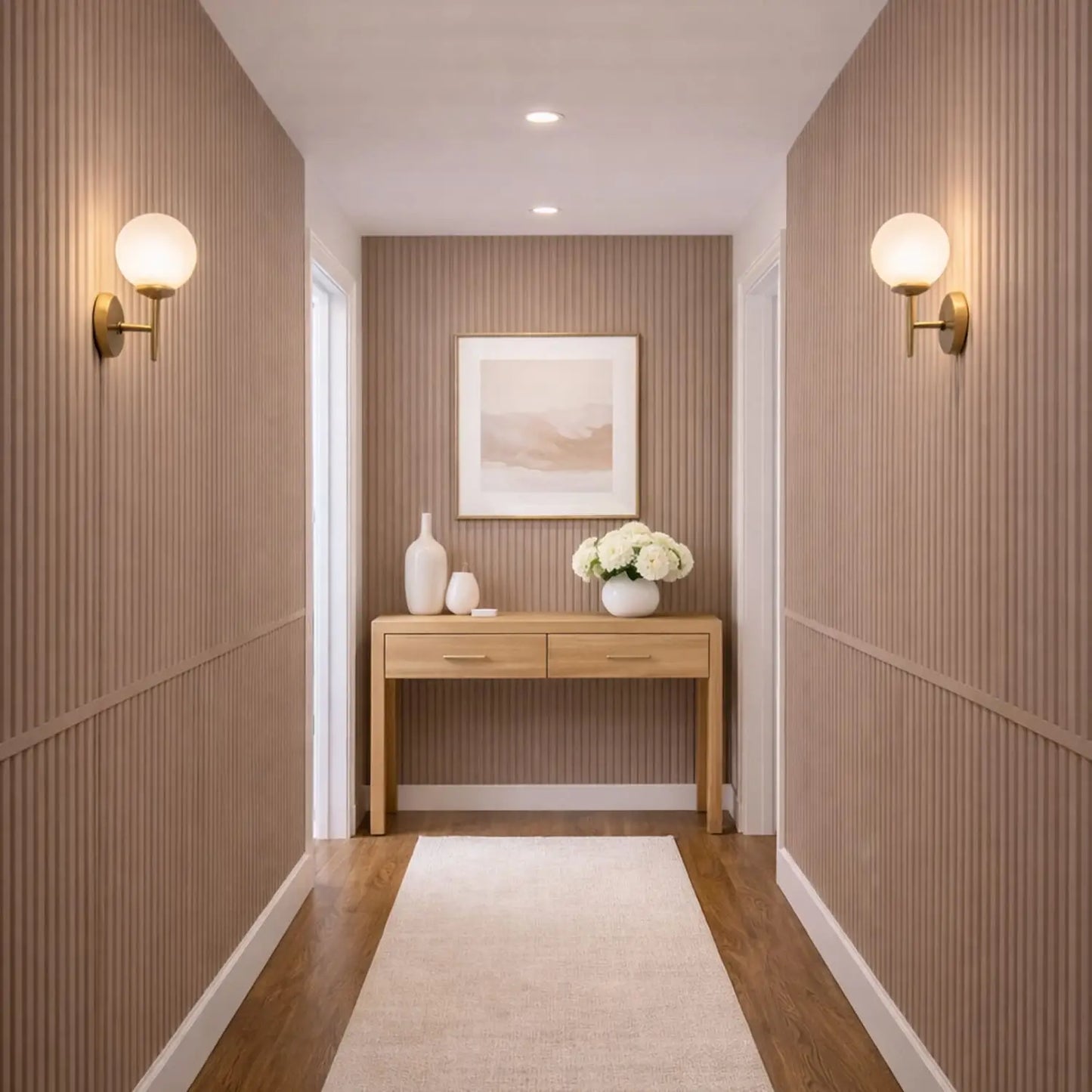Large Fluted Wall Panels in Biscuit - 240cm x 60cm