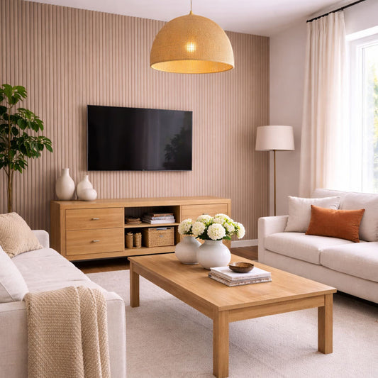 Large Fluted Wall Panels in Biscuit - 240cm x 60cm - Wall Panel