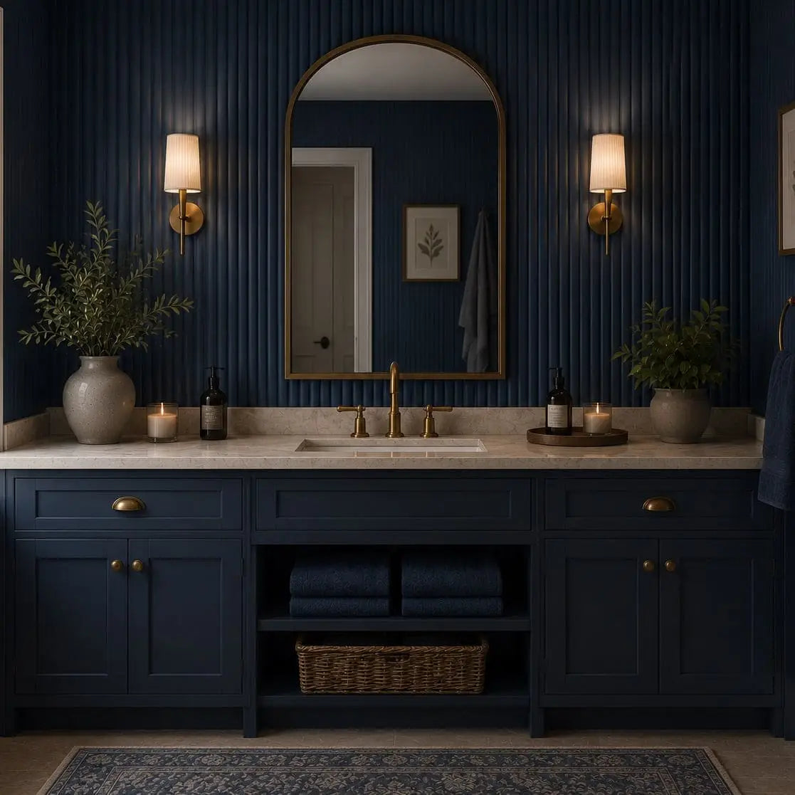 Large Fluted Wall Panels in Blue Maize - 240cm x 60cm