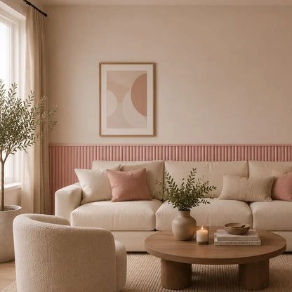 Large Fluted Wall Panels in Dusky Pink - 240cm x 60cm