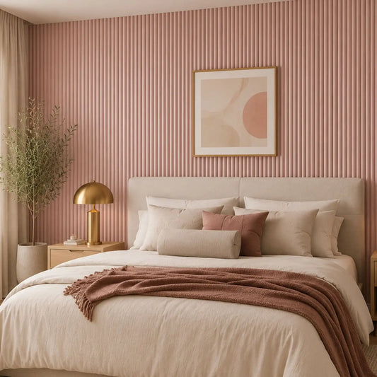 Large Fluted Wall Panels in Dusky Pink - 240cm x 60cm