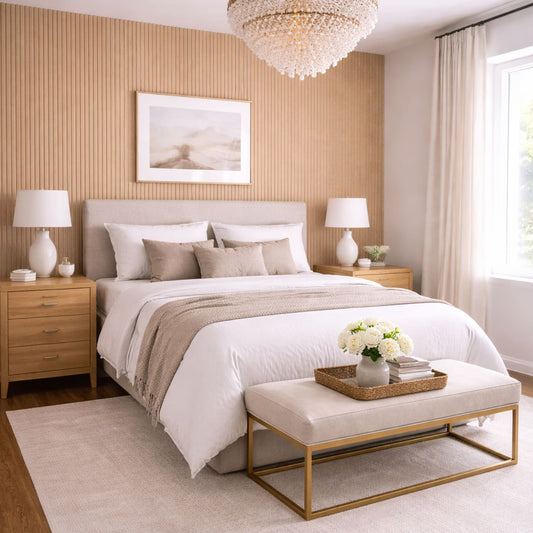 Large Fluted Wall Panels in Natural Oak - 240cm x 60cm - Wall Panel