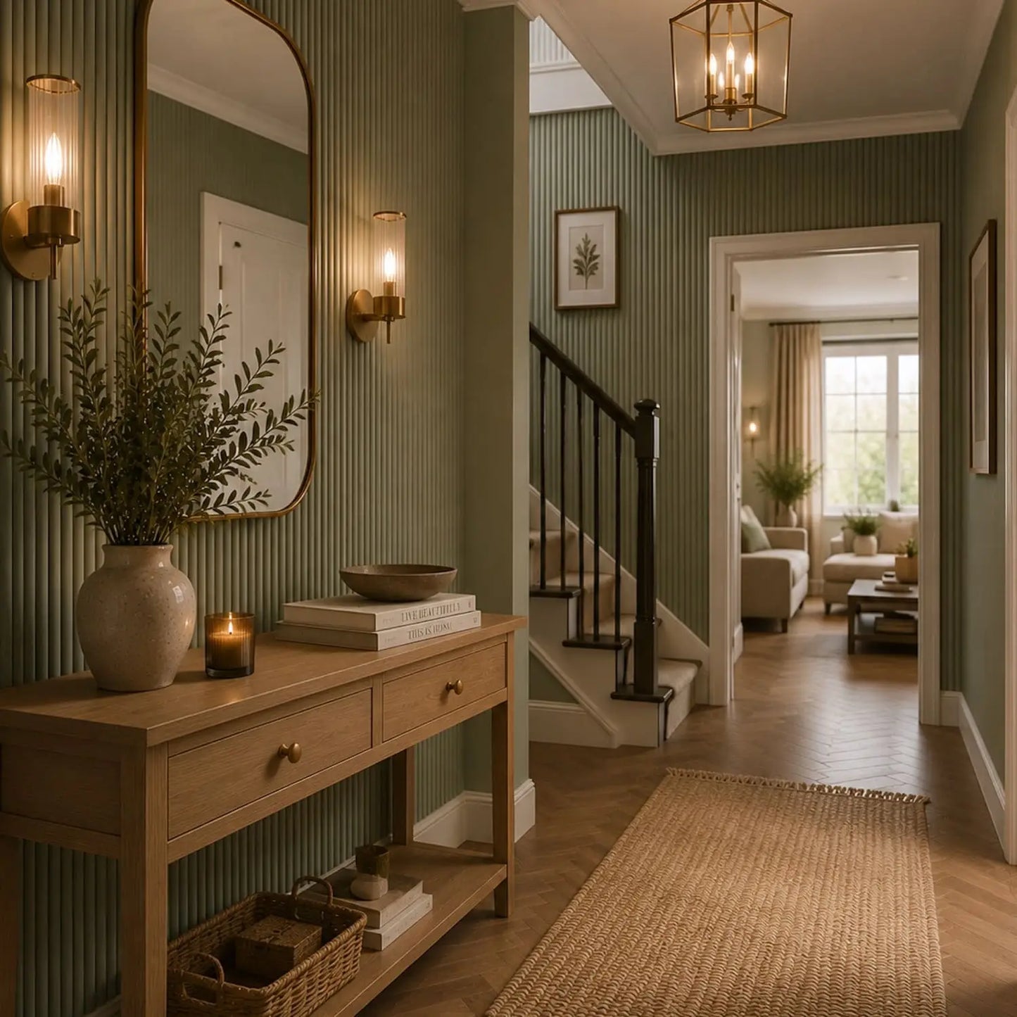Large Fluted Wall Panels in Vintage Sage Green - 240cm x 60cm