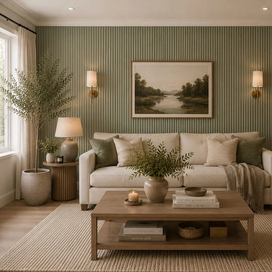 Large Fluted Wall Panels in Vintage Sage Green - 240cm x 60cm