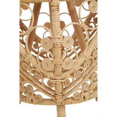 Large Natural Rattan Side Table with Tight Weave and Scrolled Detail, Mataram