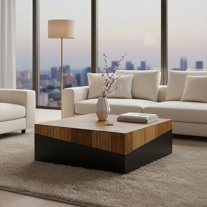 Large Square Coffee Table with Black Finish, Gabor