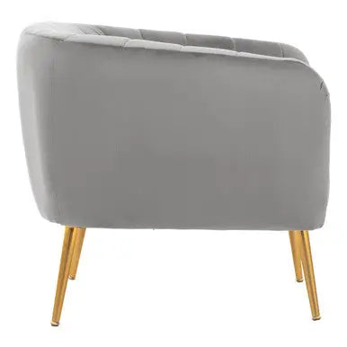 Larissa Grey Velvet Channel Tufted Accent Chair