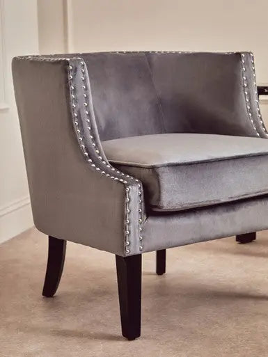 Larissa Grey Velvet Studded Chair