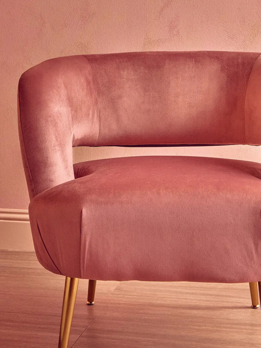 Larissa Pink Velvet Curved Accent Chair