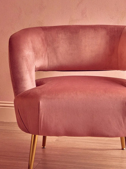 Larissa Pink Velvet Curved Chair