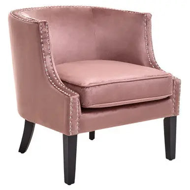 Pink Velvet Studded Accent Chair – Soft Glam Bedroom & Living Room Chair