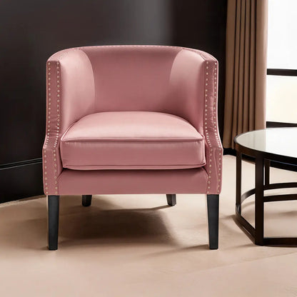 Pink Velvet Studded Accent Chair – Soft Glam Bedroom & Living Room Chair