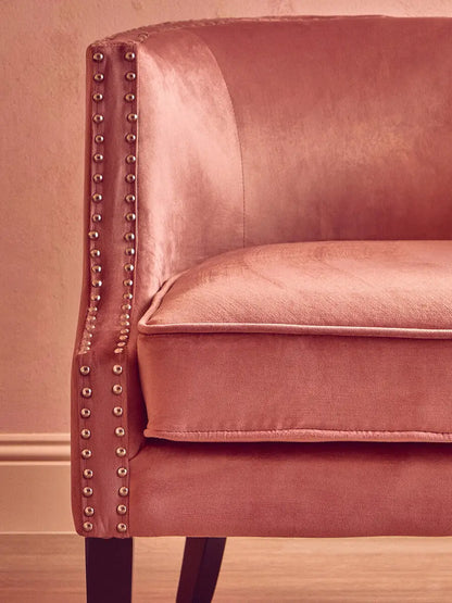 Pink Velvet Studded Accent Chair – Soft Glam Bedroom & Living Room Chair