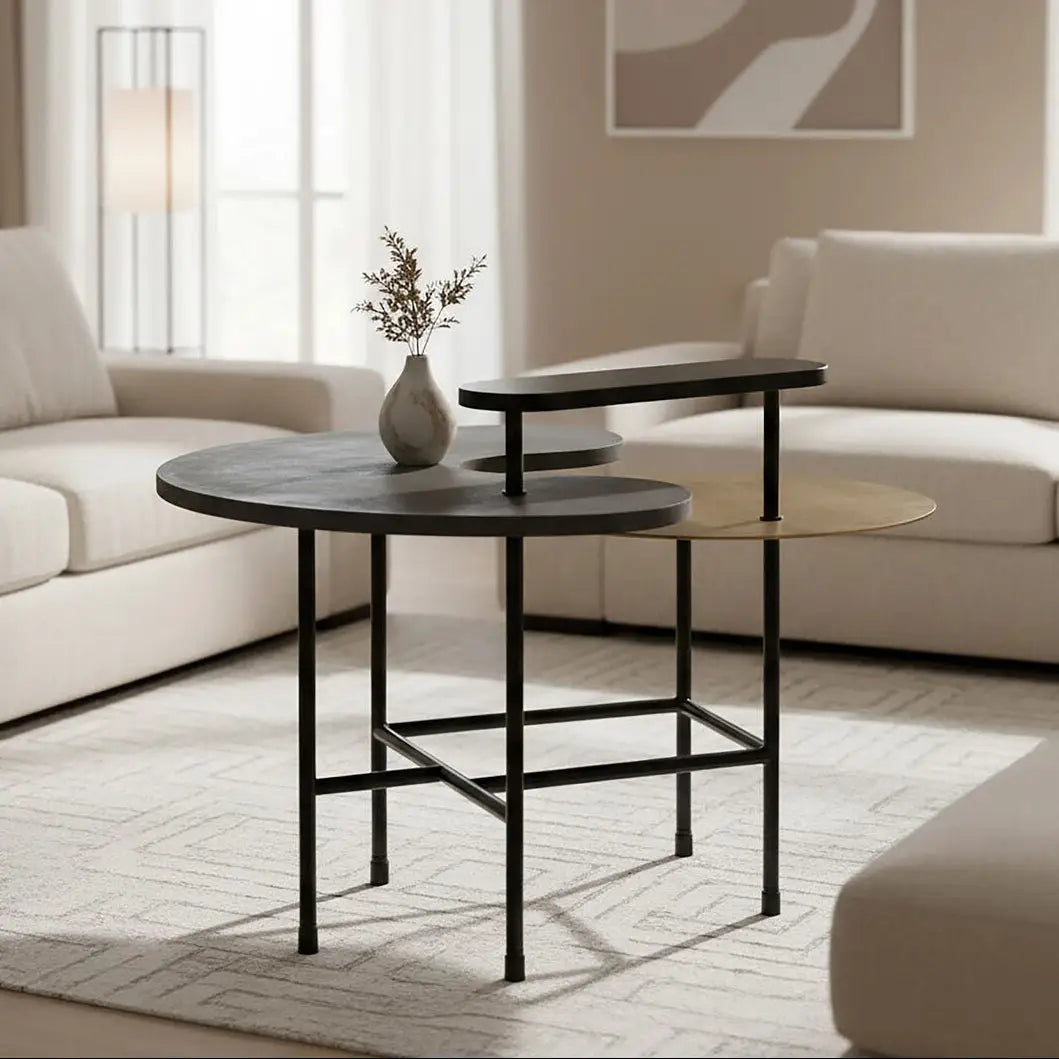 Layered Tops Grey and Black Coffee Table, Serrano