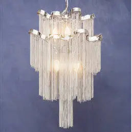 Lerici 2 Tier 6 Light Chrome Chain Pendant Light