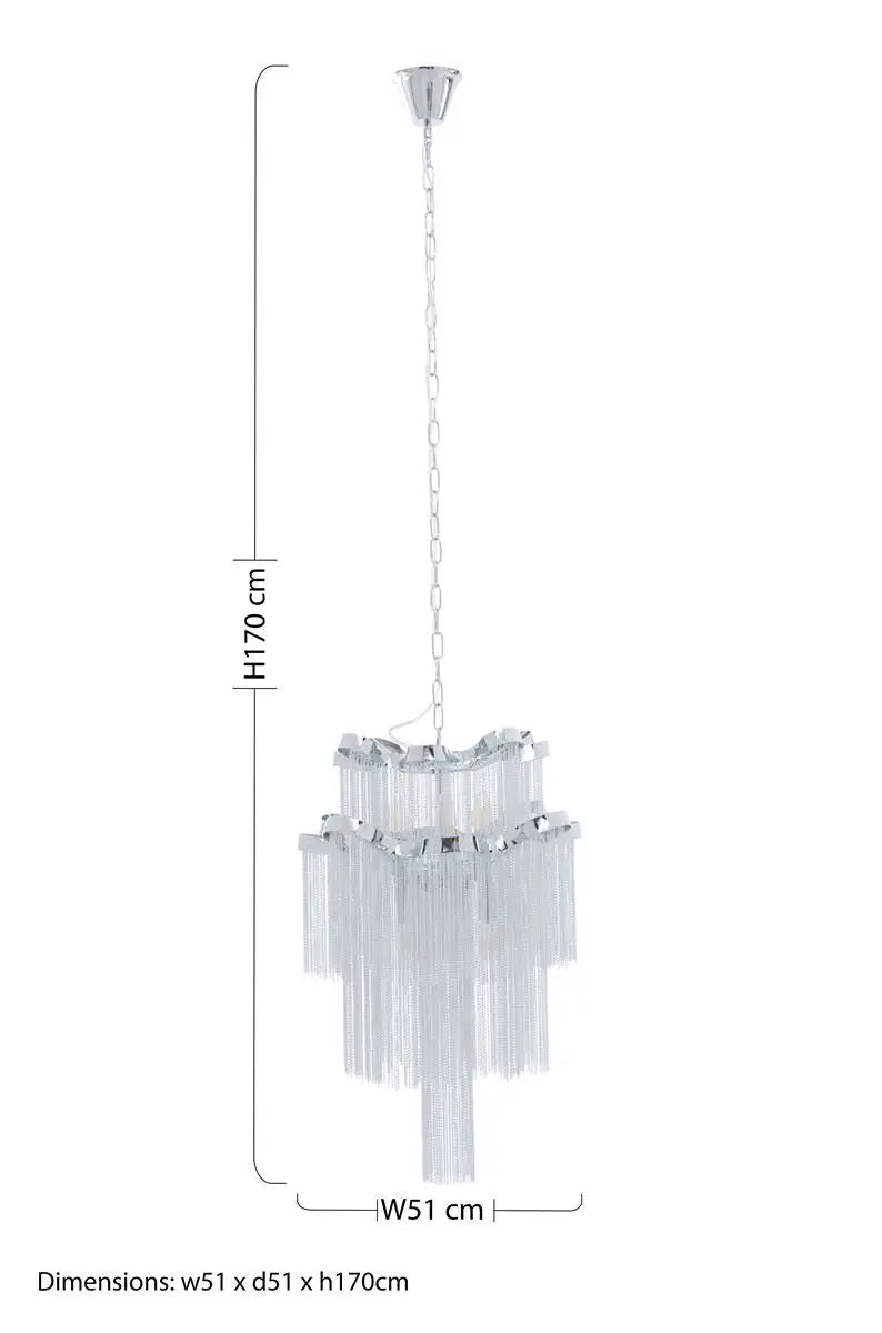 Lerici 2 Tier 6 Light Chrome Chain Pendant Light