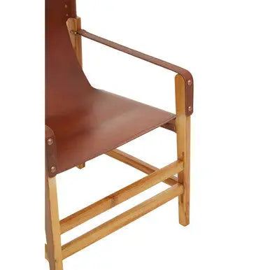 Light Brown Leather and Teak Wood Chair | Kendari
