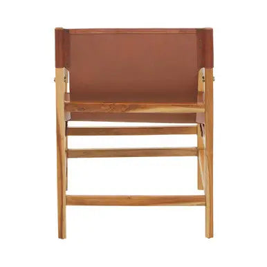 Light Brown Leather and Teak Wood Chair | Kendari