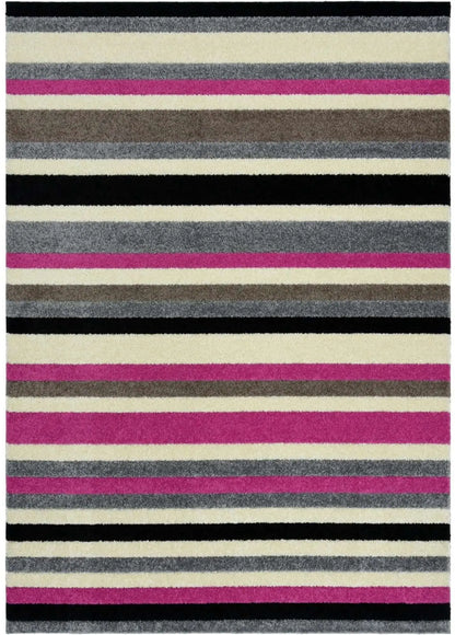 Linea Striped Pink Washable Rug