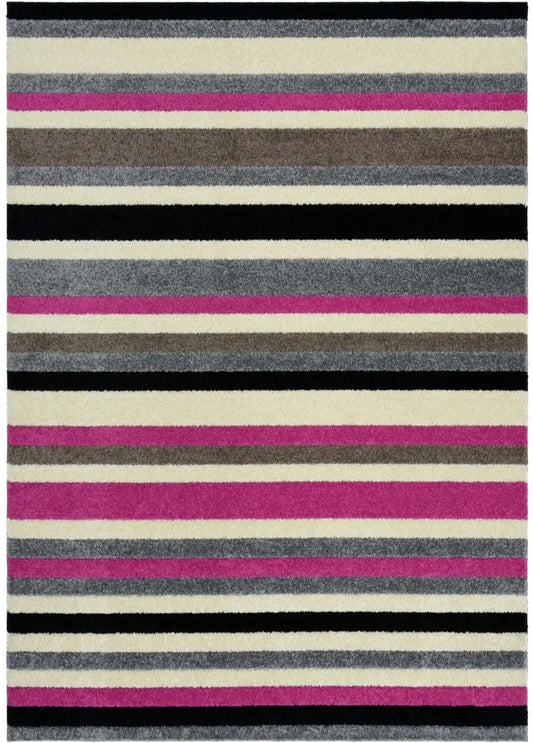 Linea Striped Pink Washable Rug
