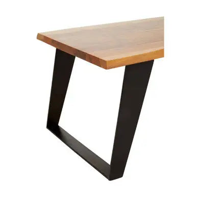 Live Edge Acacia Wood Top Coffee Table with Black Iron Legs, Surax