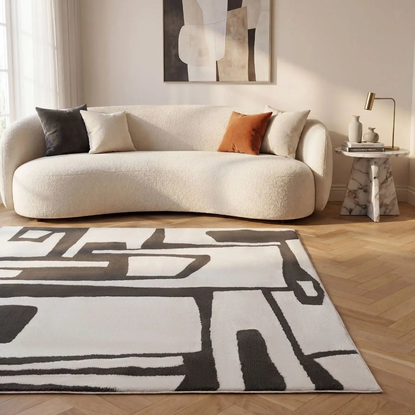 Loft Abstract Dark Grey Rug