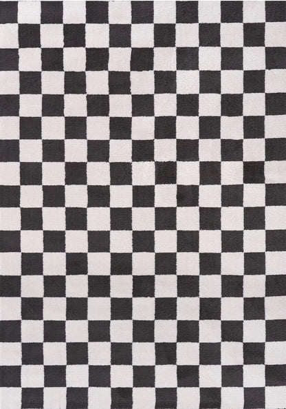Loft Checkerboard Dark Grey Rug