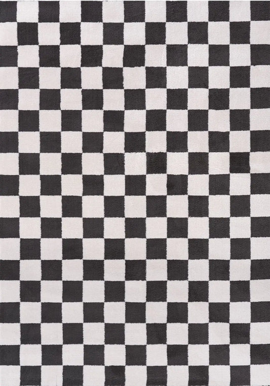 Loft Checkerboard Dark Grey Rug