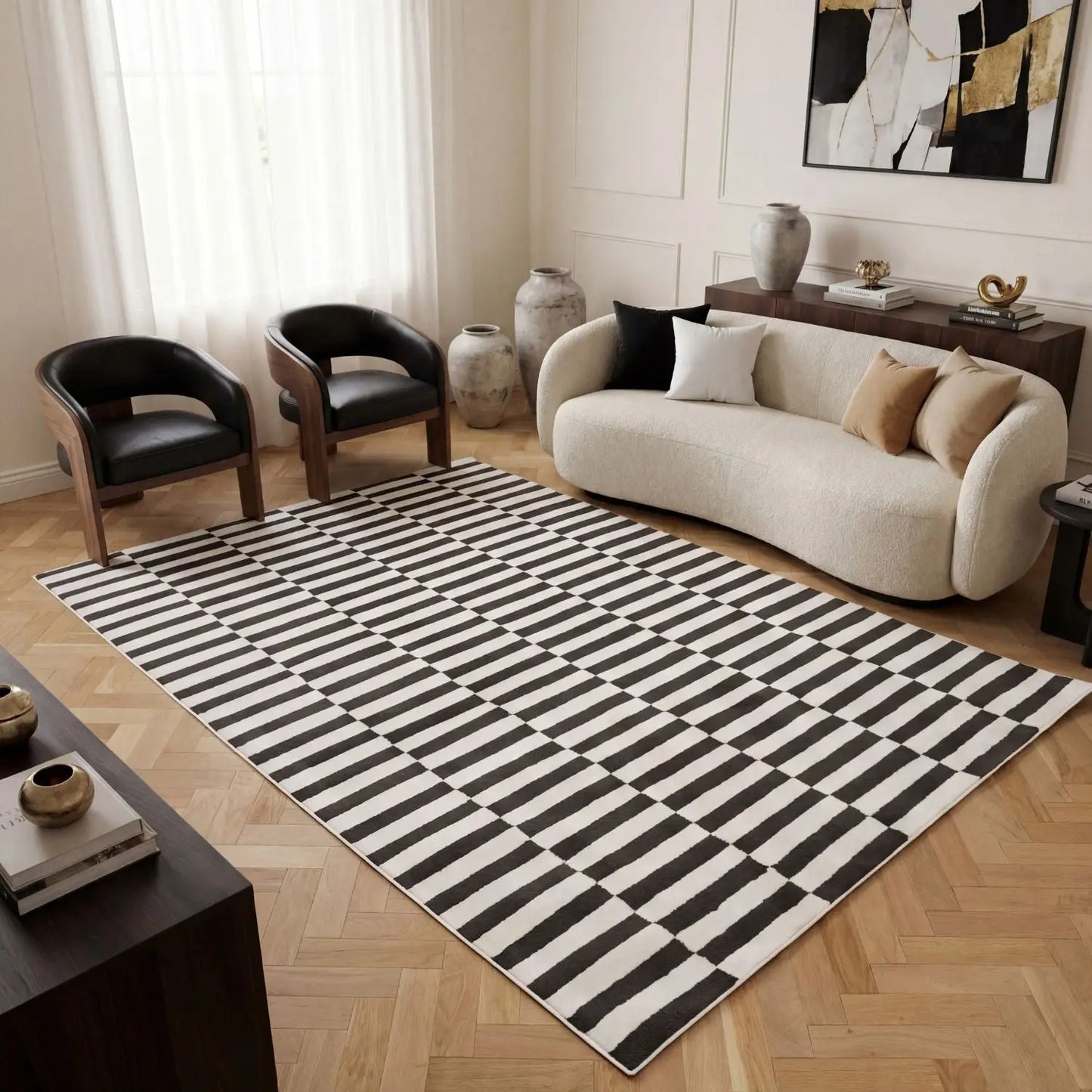 Loft Striped Dark Grey Rug
