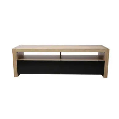 Loki Natural Oak Veneer Coffee Table with Black Gloss Finish Drawers