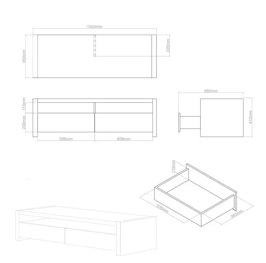 Loki Natural Oak Veneer Coffee Table with Black Gloss Finish Drawers