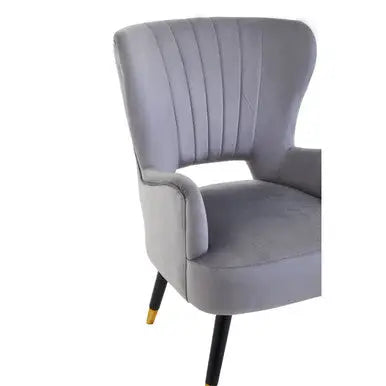 Loretta Grey Velvet Cut Out Back Chair
