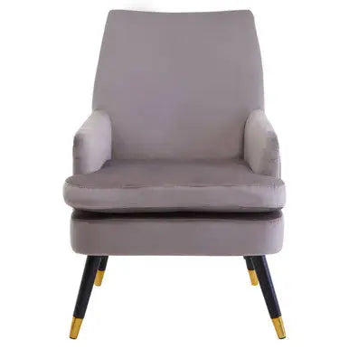 Loretta Mink Velvet Accent Chair With Wooden Legs