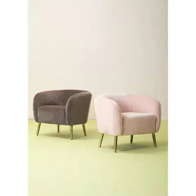 Louxor Grey Velvet Round Armchair