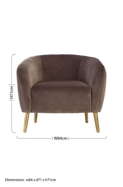 Louxor Grey Velvet Round Armchair