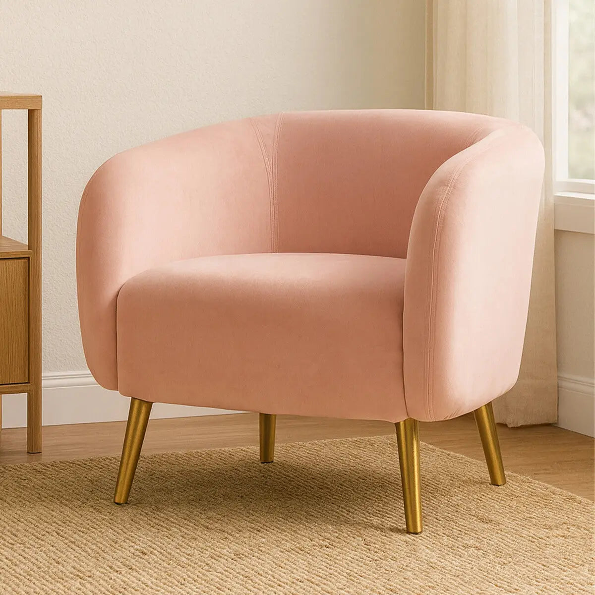 Louxor Pink Velvet Round Armchair