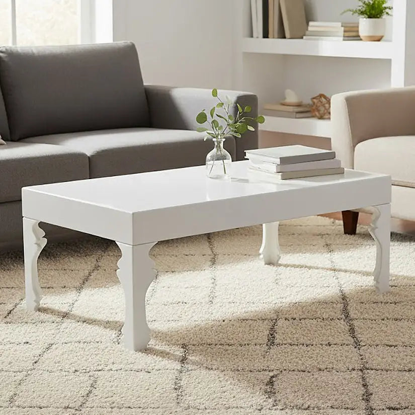 Luis White High Gloss Finish Coffee Table